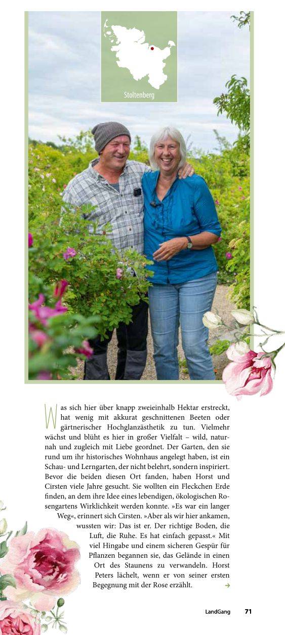 Artikel „Landgang“ Seite 1, wir beide Arm in Arm im Garten.