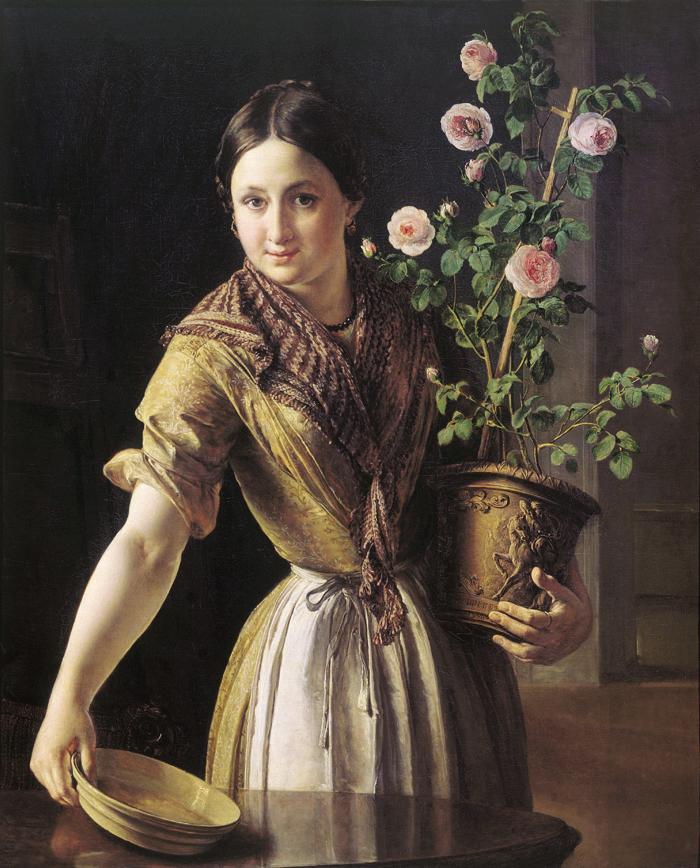 Tropinin Girl with roses, 1850