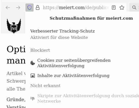 Verfolgungs-Aktivitäten der Website von Jens Meiert.