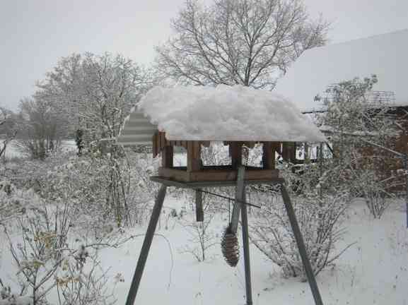 Vogel-Futterhaus im Schnee