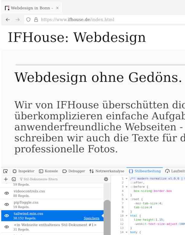 Webdesign in Bonn, Ausschnitt der Website